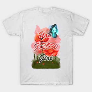 Corn Poppy, Meadow flower, Wild flower, Butterfly T-Shirt